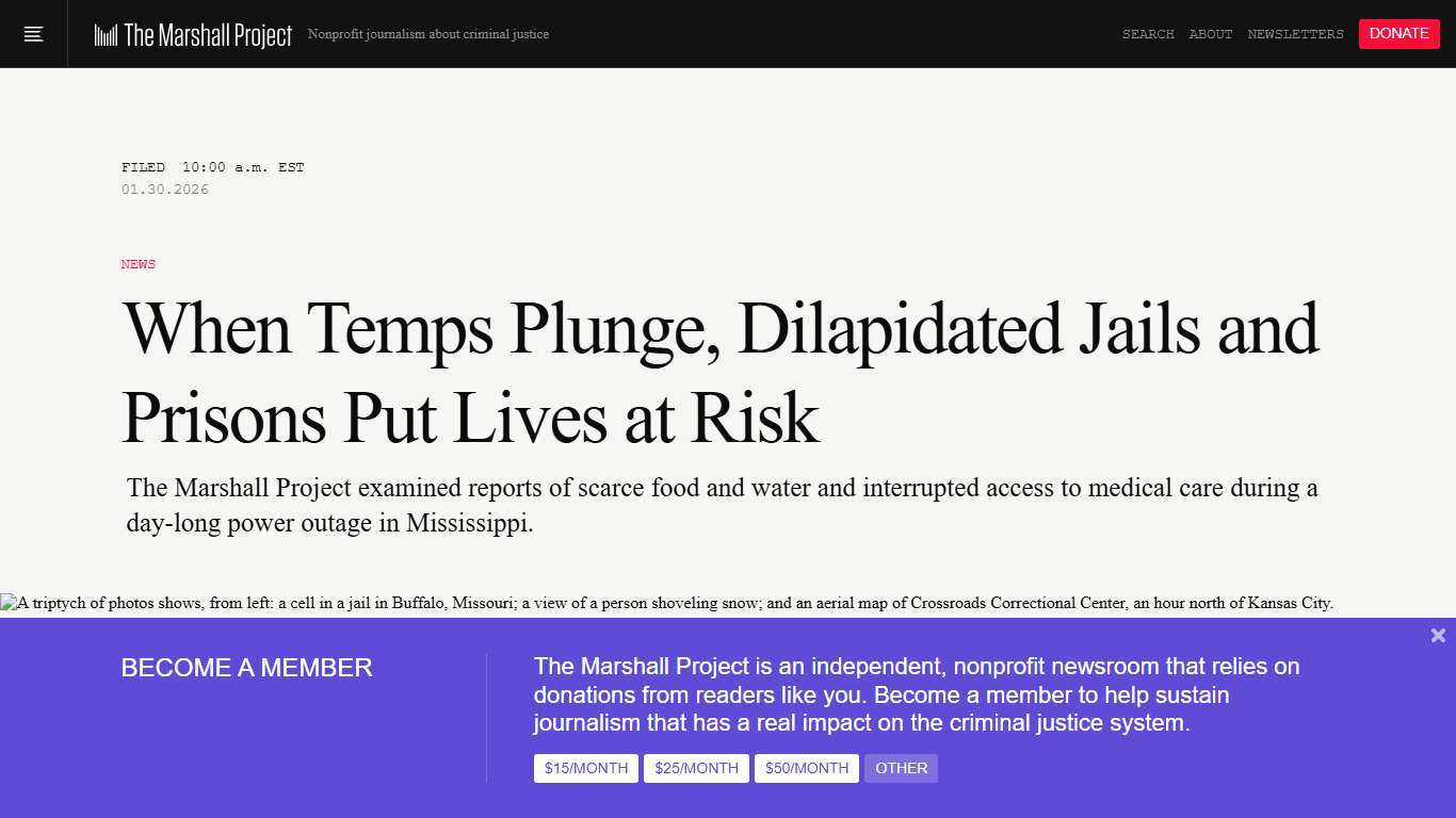 When Temps Plunge, Dilapidated Jails and Prisons Put Lives at Risk The Marshall Project